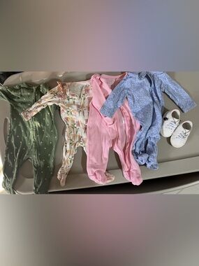 Pink Baby Footed Sleeper - Soft Waffle Knit